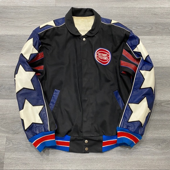 JEFF HAMILTON DETROIT PISTONS LEATHER JACKET LARGE - Picture 2 of 14